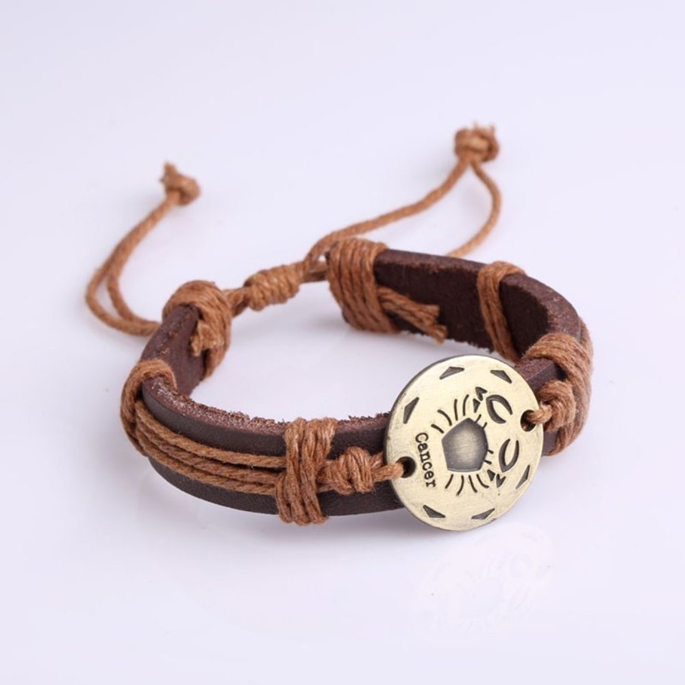 Cancer Cowhide Brown Leather Bracelet 🌸